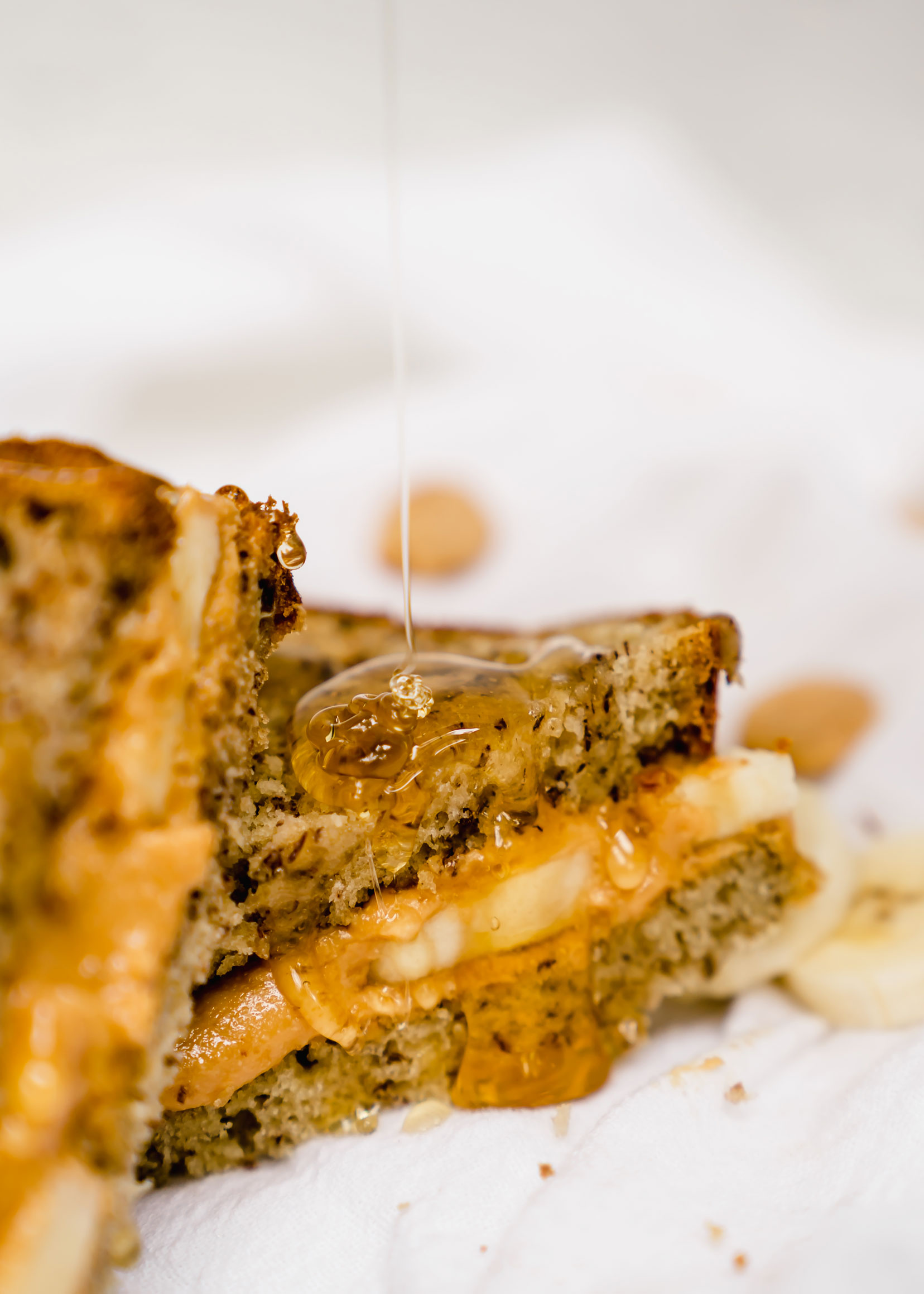 Honey Almond Butter Banana Bread Sandwich