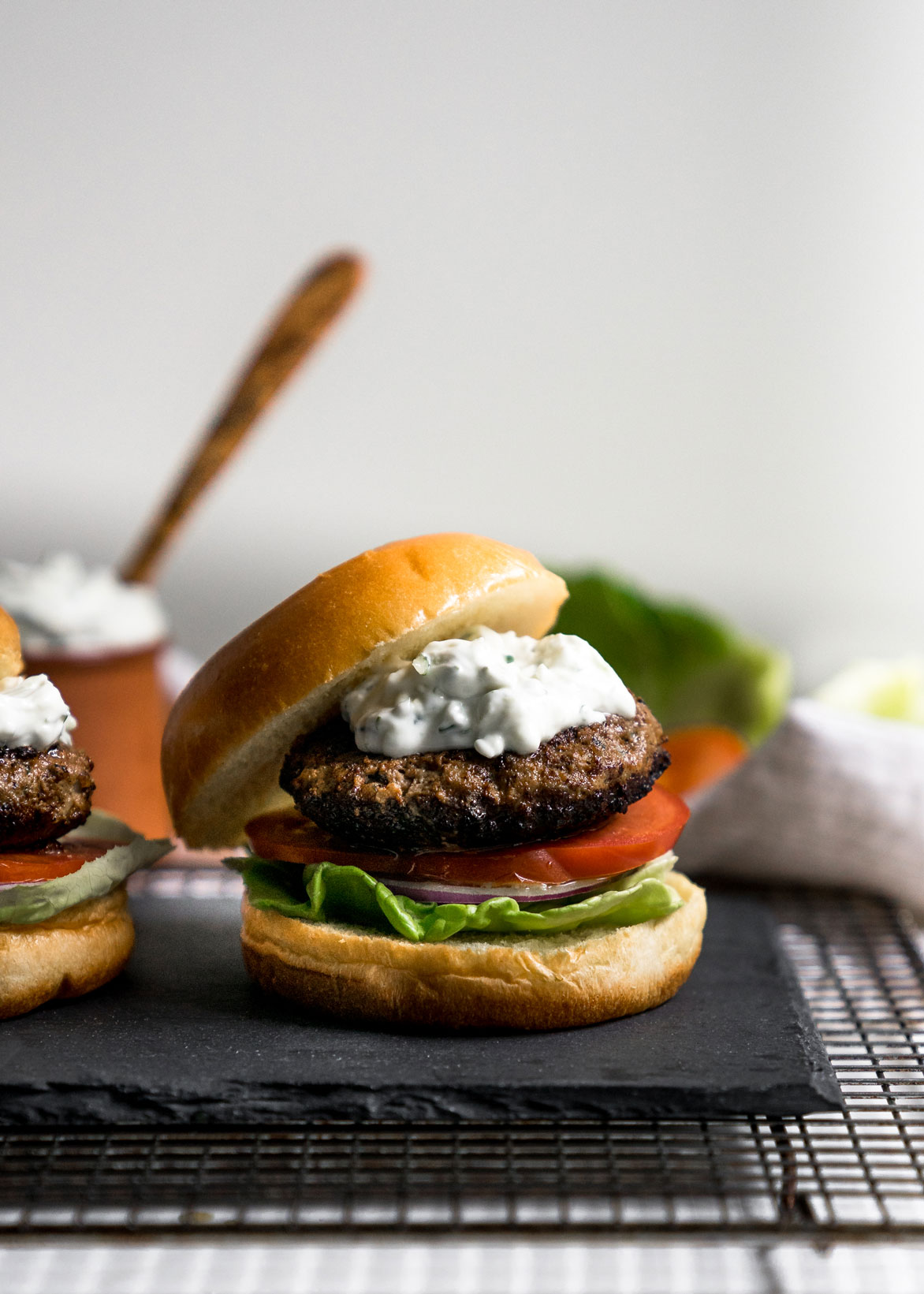 Juicy Lamb Burgers with Tzatziki