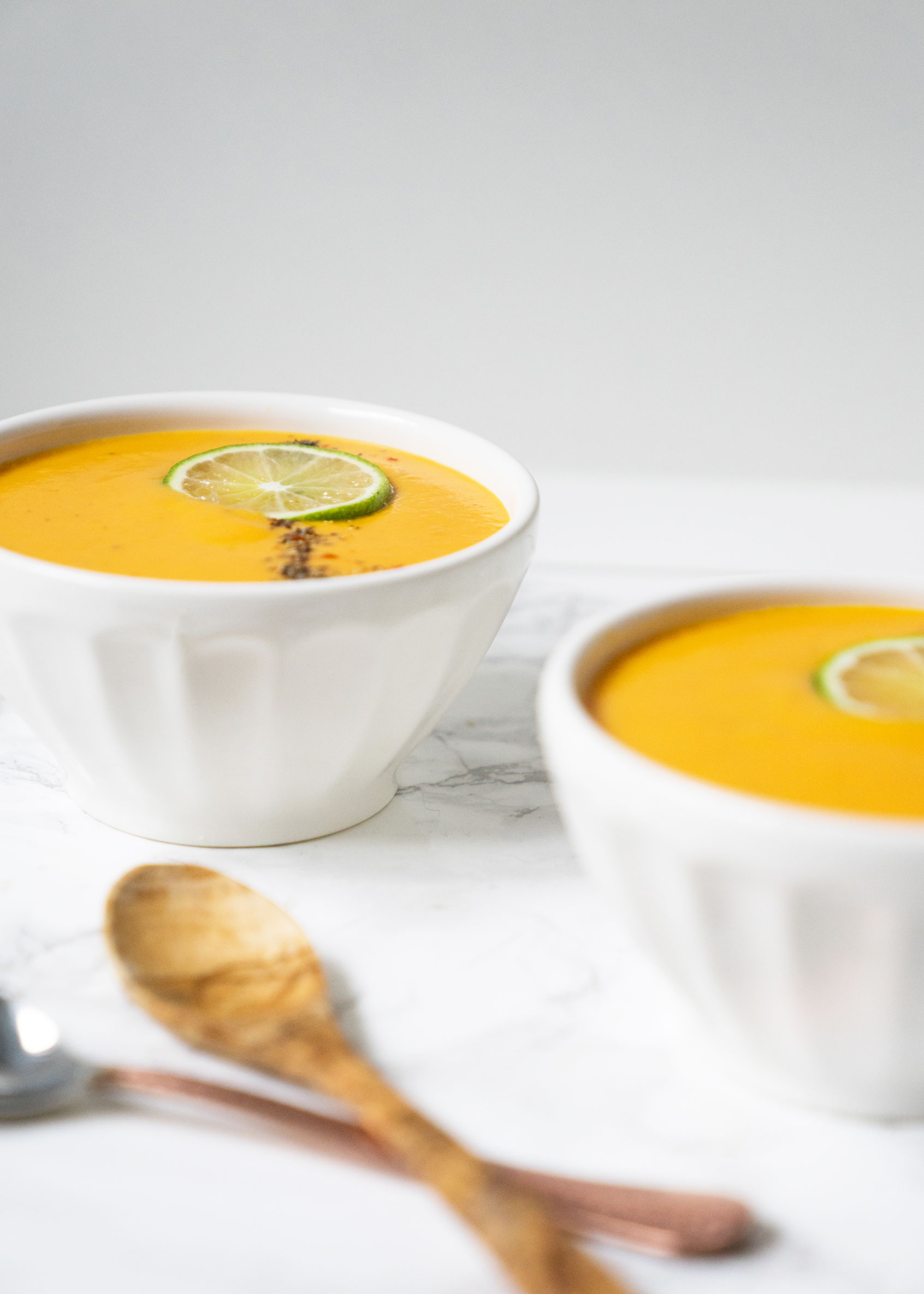 Carrot, Coconut & Lime Soup with Turmeric & Cayenne (Vegan, GF & DF)