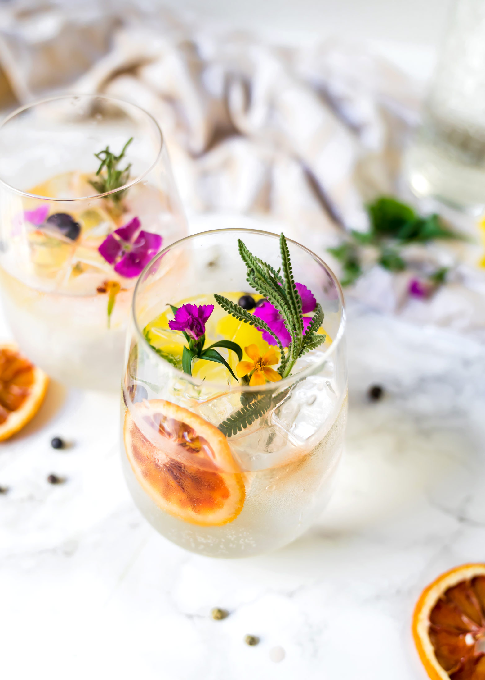 Spanish Gin Tonic with Edible Flowers