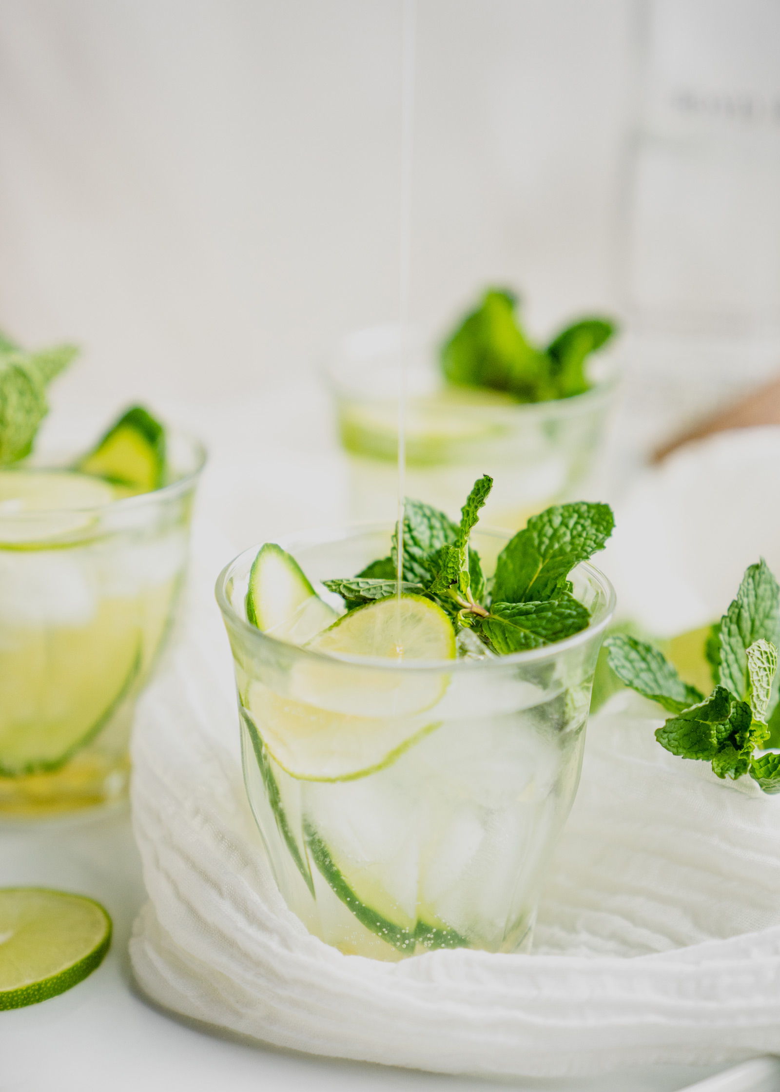 Agave Pouring into a Vodka Cucumber Rickey